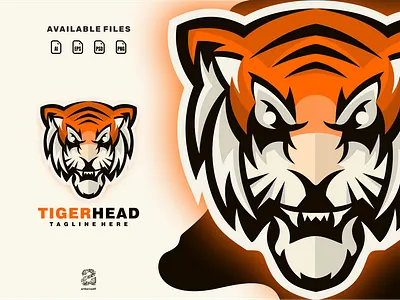 tiger head animation branding design esport flat illustration logo tiger typography ui ux vector
