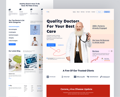 Health-Care: Doctor Landing Page UI Design 3d doctor doctor landing page doctor website graphic design health care hospital lending page landing page medical landing page medical website medicine medicine page minimal design popular design website