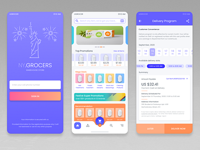 NY.Grocers Warehouse Store branding design grocery app light design minimal design mobile online store shopping app ui ux