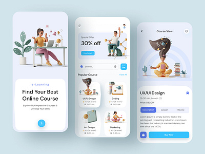 e-Learning Mobile App design 3d animation app best design branding clean design design e learning mobile app design ediocation app graphic design illustration logo motion graphics online course online marketing ui ui design ui kite uiuxdesign