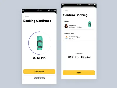 Car parking app design - Booking confirmation page app branding car flat illustration ios minimal parking ui ux