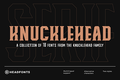 Knucklehead Serif | Vintage Font american culture branding business name custom design family font font headfonts illustration letters professional type typeface typography western
