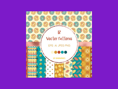 Autumn Flowers and Leaves Vector Patterns and Seamless Tiles flowers patterns vector