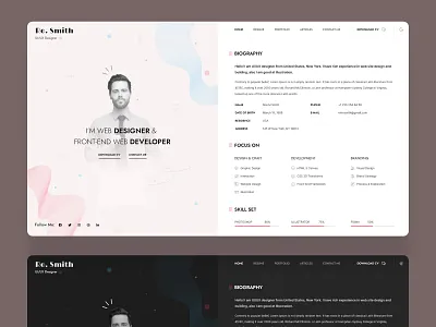 Resume / CV Template bio biodata cv dark light personal portfolio resume template