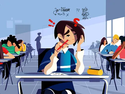 Active-Class #3 Exam session 💯 👻 2d character 2d illustration active class branding class illustration design exam exam session illustration flat character flatdesign graphic design illustration illustrator motion graphics school students ui vector