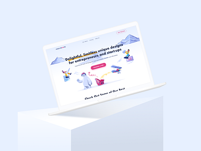 Pixeltroops - SaaS creative agency bule clean illustration interface natural pink pixel shadow sketch white