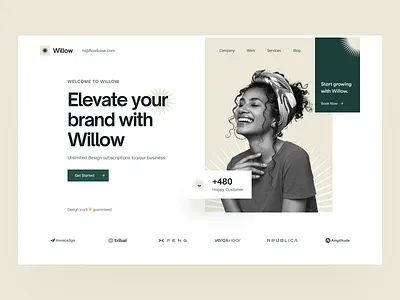 Landing Hero: Willow Agency Template agency agency template business design green hero hero design landing landing page saas saas landing typography ui user experience user interface ux website