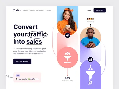 SaaS website landing page UI b2b conversion rate landing page lead saas saas landing saas website shopify site ui ux web design website