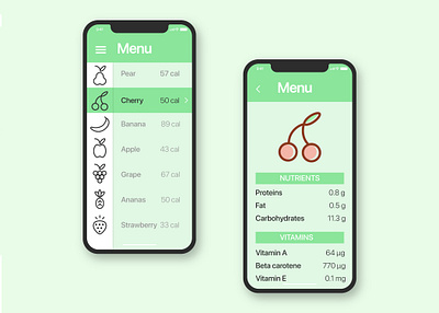 Icons for a mobile application branding design food fruits graphic design icon icons illustration logo restaurant ui vector web