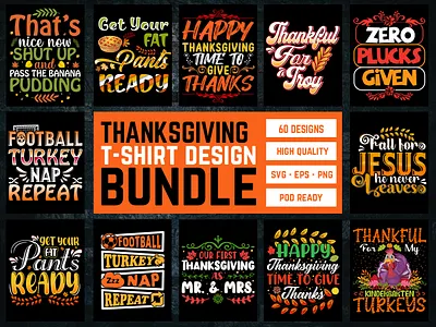 Thanksgiving T-Shirt Design Bundle thanksgiving t shirt