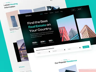 Real Estate - Landing Page Design agent apartment architecture broker building corporate creative design figma housing landing page properties property real estate agency realtor residence typography ui ux design visual design web design website design
