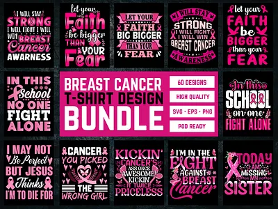 Breast Cancer T-Shirt Design Bundle breast cancer t shirt design