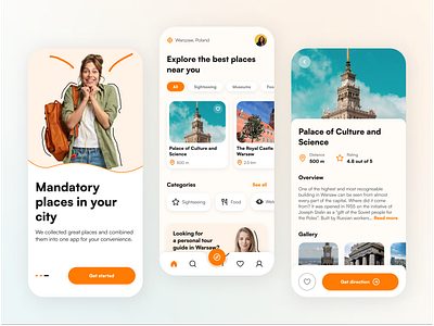 Mobile App: Travel suggestions app app design clean craft photo interface minimalism mobile app design mobile ui sightseeing travel travel app travelling trip ui vacation app