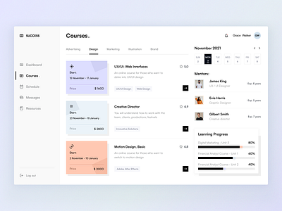 Online education platform dashboard design education flat graphic design home layo online platform progress schedule studio ui user experience user interface ux website