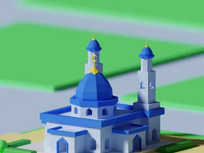Tiny Masjid 3D Illustration 3d blender isometric masjid simple