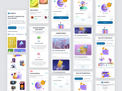 Responsive NFT Marketplace Website Design 3d design app ui crypto design ilias landing page landingpage marketplace mobile version nft trending ui design uiux ux web web design web page webdesign website website design