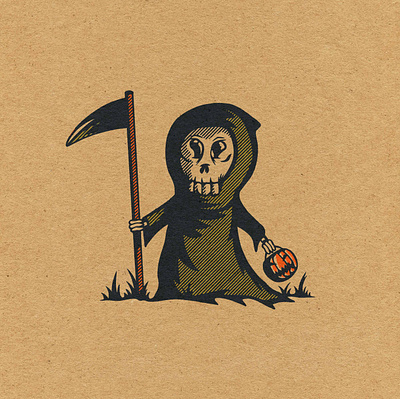 Little Death art bold lines design garm graphic design halftones halloween illustration procreate art skulls true grit texture supply