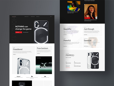 🤳Nothing Phone (1) - Static Landing design figma flat hero herosection landing light mobile nothing phone retro ui ui ux ux