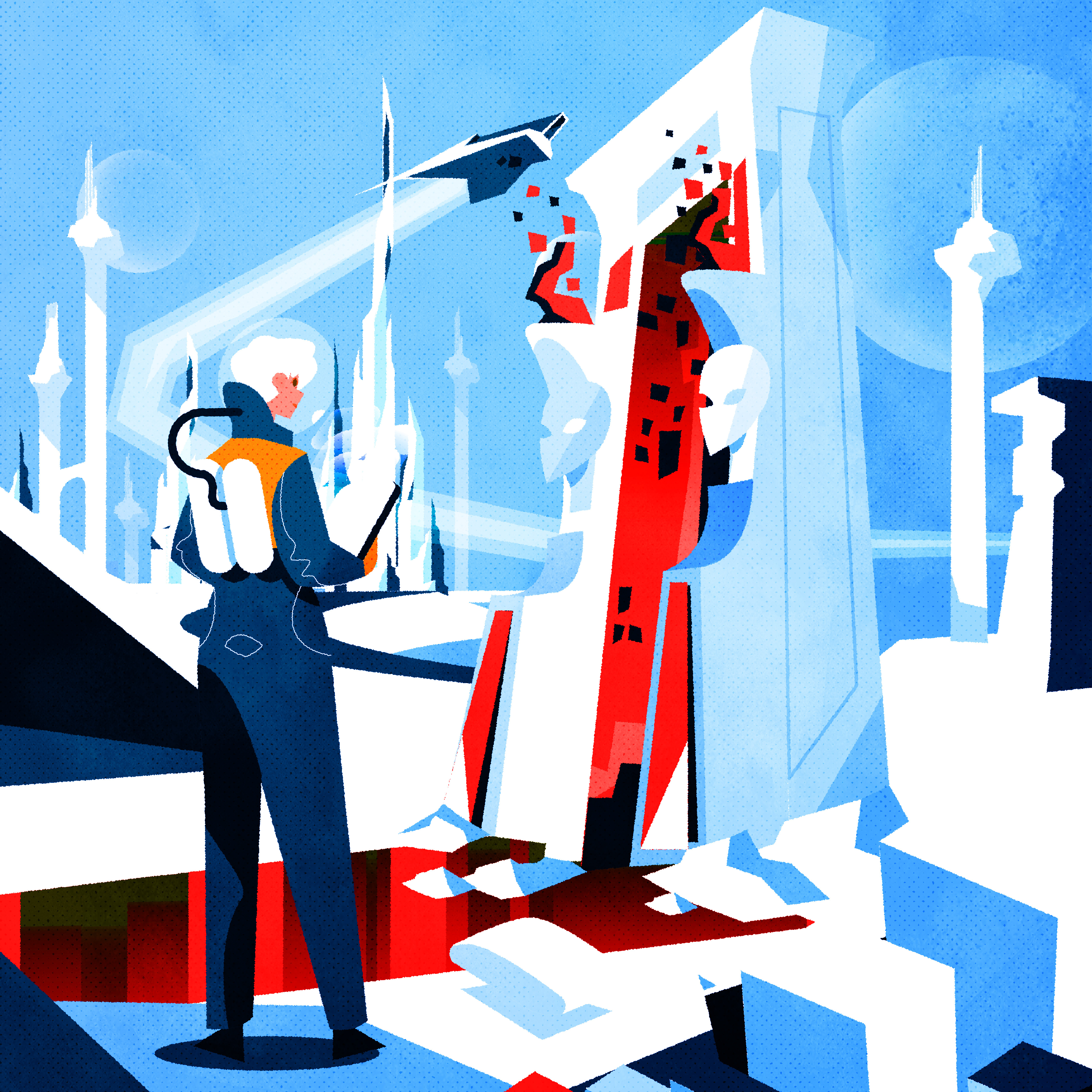 Portal city editorial illustration illustrator minimalist science fiction texture vector