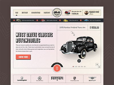 Vintage Car - Web App application car landing page car webapp car website car website design ui design ui ux design ux design vintage vintage car vintage car web app design vintage car website web app design website design