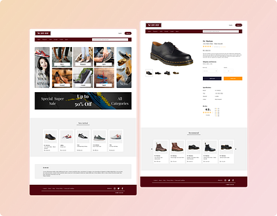 Web Design - Shoe Store e commerce home page product shoe store shoes ui web design