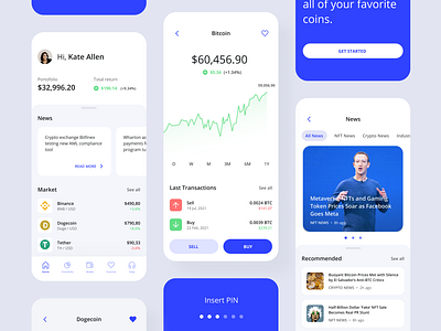 Crypto Investment App app bank bitcoin btc coin crypto design eth ethereum finance fintech illustration interface investment mobile nft tech trade ui wallet