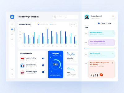 E-Learning Dashboard UI buy calendar chart dashboard design download e learning graph illustration kit learn product schedule ui website