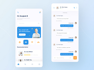 Doctor Consultation Mobile App UI app buy call chat consultation design doctor download health illustration kit medic medical message mobile product ui video