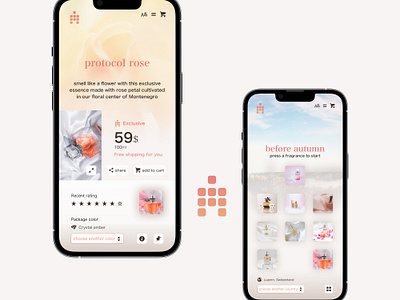 Fragrance shop app branding design noteviews perfume shop ux