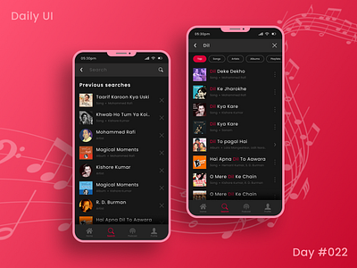 Daily Ui Challenge - Search 22 appui dailyui dailyuichallenge dark theme darktheme day 22 day22 design figma music app music player spotify ui uidesign uiux