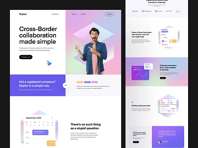 Raptor - Project Management Website header header design header ui landing page project managemnet team mangement todo ui design uiux design visual design web website design