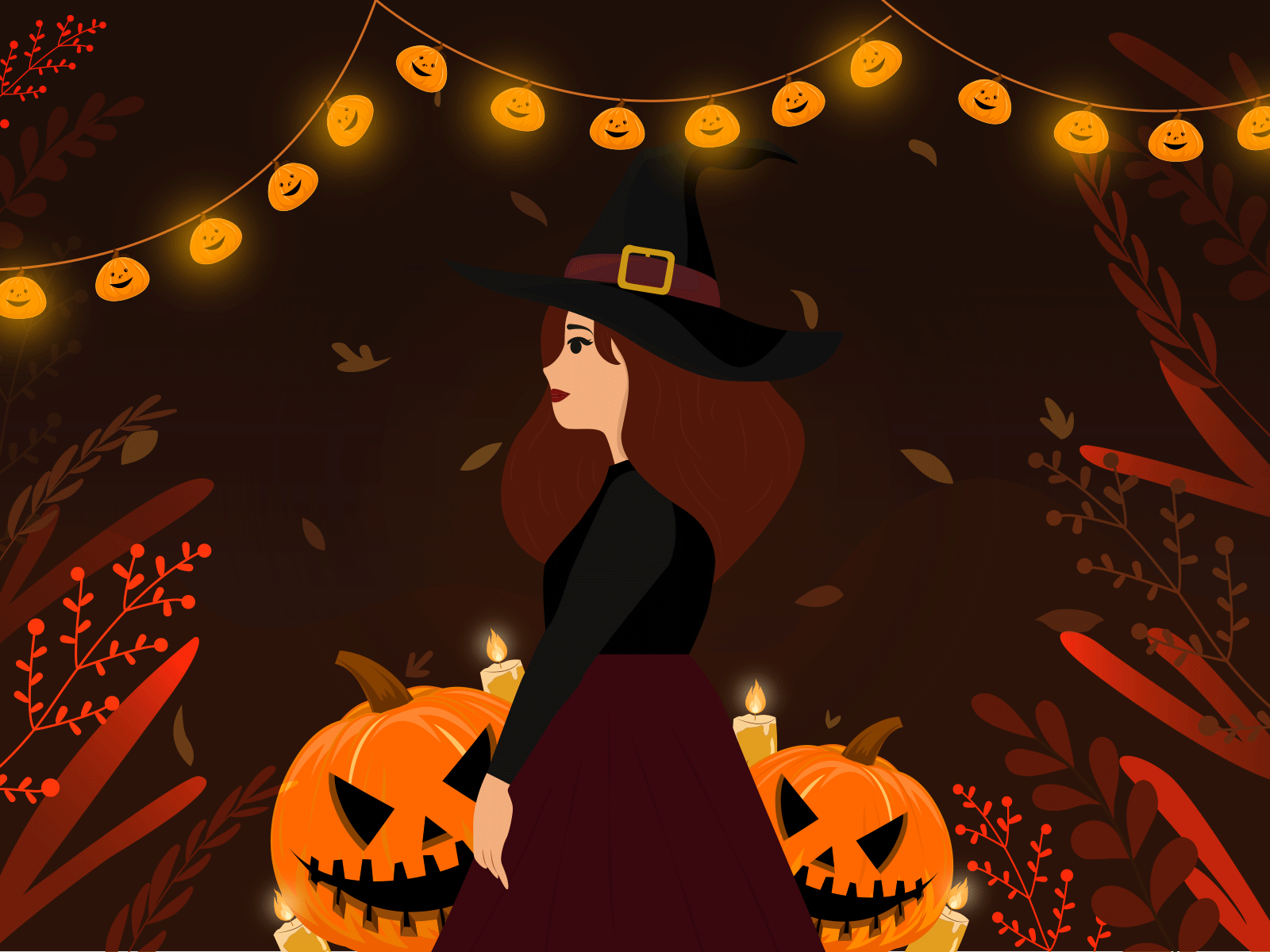 WITCH animation art artwork autumnal characterdesign design digital illustration dribbbleartist dribbblehalloween flat graphic design halloween halloweenart hireme illustration illustrator pumpkin spooky spookyoctober witch