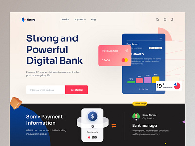 Thrive - Fintech Website Design finance fintech free ui resource header header landing page header ui hero section homepage landing page resource pay payment ui ui resource uihut web ui webdesign websitedesign