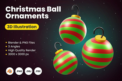 3D Christmas Ball Ornaments 3d 3d animation 3d art 3d illustration app application apps background concept design development flat illustration interface isometric page people ui vector web