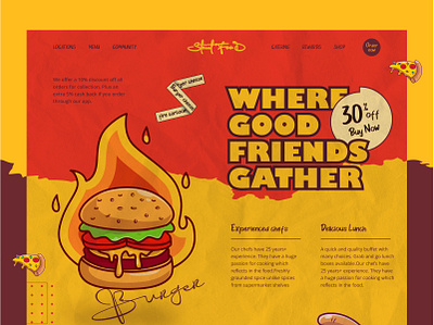 Yammy Food Delivery Landing page burger cooking design eating ecommerce food food and drink food delivery service food delivery website food order foodie online food popular restaurants retro uidesign uiux uxdesign website yellow