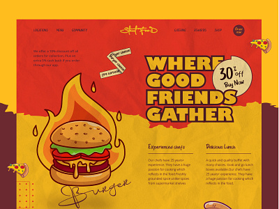 Yammy Food Delivery Landing page burger cooking design eating ecommerce food food and drink food delivery service food delivery website food order foodie online food popular restaurants retro uidesign uiux uxdesign website yellow