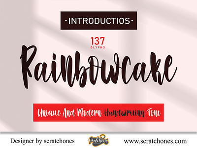 Rainbowcake | Script-Handwriting Font branding brush font calligraphy dafont design download font free font hand writing handwriting handwritten illustration logo romantic font scratchones scratchones.com script ui ux vector wedding font