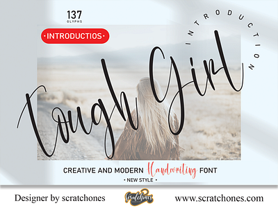 Tough Girl | Script-Handwriting Font branding brush font calligraphy dafont design download font free font hand writing handwriting handwritten illustration logo romantic font scratchones scratchones.com script ui ux vector wedding font