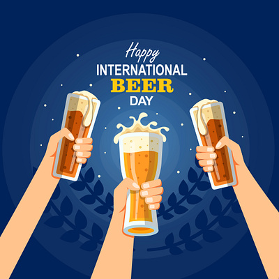 Happy International Beer Day beer beerday flat design flat illustration illustration international vector