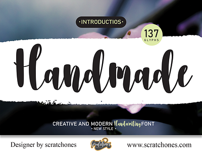 Handmade | Script-Handwriting Font branding brush font calligraphy dafont design download font free font hand writing handwriting handwritten illustration logo romantic font scratchones scratchones.com script ui ux vector wedding font