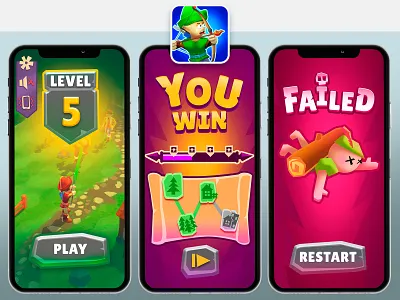 UI "Archer & Hunt 3D" design illustration logo ui ux vector игра