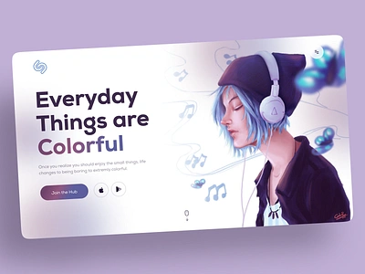 Music Streaming Platform Landing Page Concept artist band illustrative landing page music music blog music player musician play player playlist pop radio simple singer song songs spotify talent ui