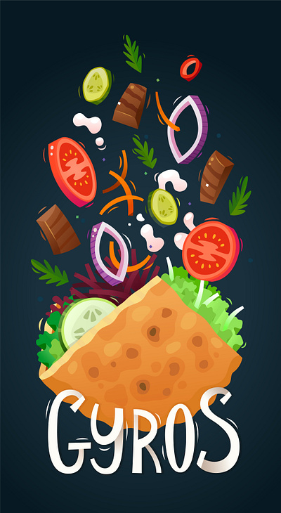 Delicious kebab burger fast food food illustration kebab lunch meat onions sandwich street food tomato