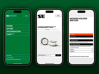 STANDART EQUIPMENT : E -commerce App Design app app design app store dark background e shop e comerce e commerce app green theme mug online store product data product design product page purchase sale shipping info shopping shopping cart user view ux design