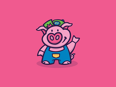 Meet PJ™ from Piggy Jo's® blue branding character childrens clothing brand cute cuteness heyo! illio illustration logo mascot pig piggy jos piglet pink pj