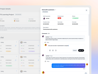 Task management card chat chat messege dashboard design design system management app minimal ui modal modern ui page detail popup short web task task app task management ui ui design user interface ux