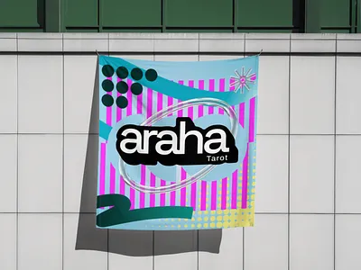 Araha banner branding colorful cyan design flag geometric graphic design illustration logo magenta shapes typography ui vector visualidentity