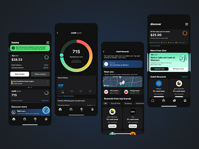 Credit Score Mobile Application Design app app design application application design credit score dark dark mode finance financial app graphic design mobile mobile app ui ui design user user experience user interface ux ux design ux ui ux