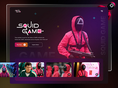 Squid Game Landing Page darktheme design designinspiration designtrends dribbble entertainmentdesign figma immersivedesign landingpage moderndesign moviewebsite netflixseries squidgame ui userexperience userinterface uxdesign