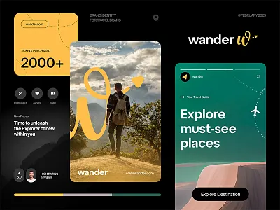 Hiking Website - Wander adventure dark theme desert destination explorer hiking hiking app hiking tips hot spots landing page landscape view mountains new experiences travel travel agency trendy design user friendly vacation web web design